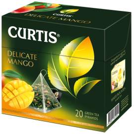 Чай Curtis "Delicate Mango Green Tea", зеленый, аромат, 20 пакетиков-пирамидок по 1,8г,516703
