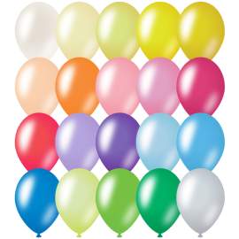 Воздушные шары,(100 шт/уп.),1 шт,М12/30см, ArtSpace, металлик, 20 цветов ассорти,BL_16094, 16092