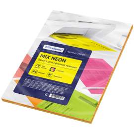 Бумага цветная OfficeSpace neon mix А4, 80г/м2, 100л. (5 цветов),245192