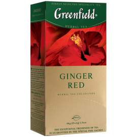 Чай Greenfield "Ginger Red", травяной, имбирь,шиповник,яблоко,гибискус,25 фольг. пакет.по 2г,0469-10