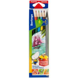 Карандаши цветные пластиковые Berlingo "Корабли", 06цв.+1 ч/г HB, заточен., картон,CP_02906