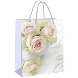 Пакет подарочный 26*32,4*12,7см, Veld-co "Белые розы", ламинированный,48601