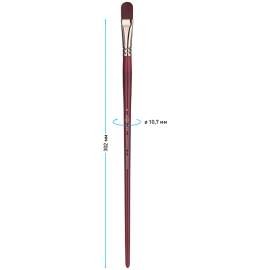 Кисть художественная синтетика бордовая Гамма "Вернисаж", плоскоовальная №14, длинная ручка,401014