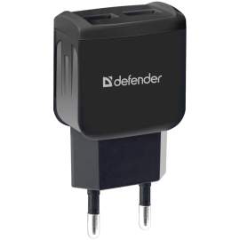Зарядное устройство сетевое Defender EPA-13, 2xUSB, 2.1А output, пакет, черный,83840