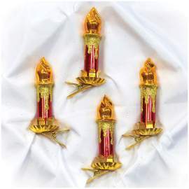 Набор стеклянных елочных украшений "Свечи" 4 фигурки, 8,5см на прищепке, подарочная коробка,С472