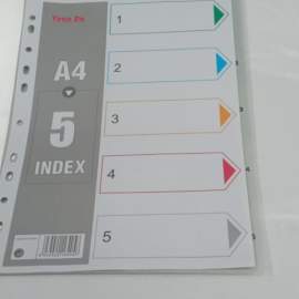 Разделитель листов INDEX А4, 5 листов, 1-5, серый, пластиковый