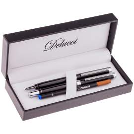 Набор подарочный Delucci "Classico":ручка шарик.,1мм и ручка-роллер,0,6мм,синие,корп.черн,CPn_12029