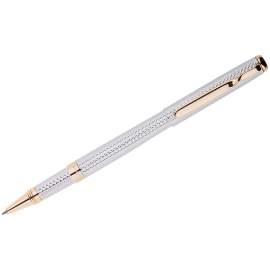 Ручка подарочная роллер Delucci "Celeste", синяя, 0,6мм, корпус серебро/золото,поворот,CPs_61913