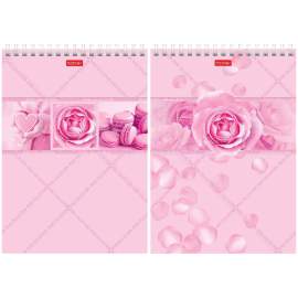 Блокнот А5 96л., на гребне Hatber "Rose", розовый блок, глянц. ламин,96Б5лВ1гр