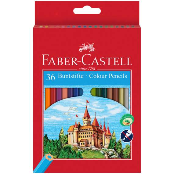 Карандаши цветные Faber-Castell, 36цв., заточен., картон, европодвес,120136