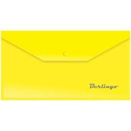 Папка-конверт на кнопке, C6 Berlingo, 180мкм, желтая,AKk_06305