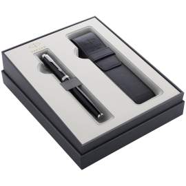 Набор подарочный Parker: ручка перьевая "IM Black CT",1,0мм и чехол из экокожи,2122001
