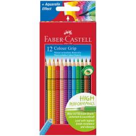 Карандаши цветные Faber-Castell "Grip", 12цв., трехгран., заточен., картон, европодвес,112412