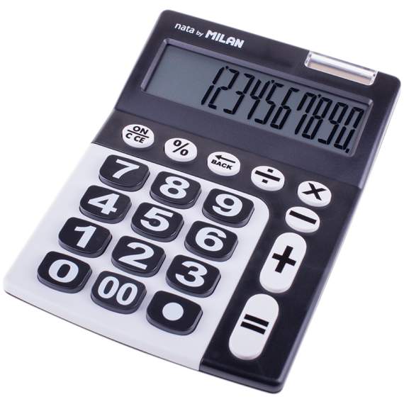Калькулятор настольный Milan,12 разр,двойное питание,225*140*30мм,ч/б,большие кн,блистер,150912KBL