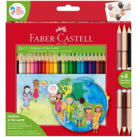 Карандаши цветные Faber-Castell "Дети мира", 30 цветов, трехгран, заточ., карт. упак,201745