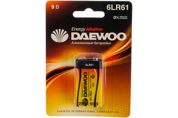 Батарейка Daewoo 6LR61 ENERGY Крона, алкалиновая,1BL,4690601030320