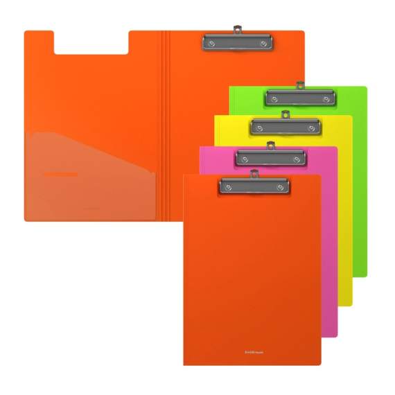 Папка-планшет с зажимом Erich Krause А4 пластик ассорти Neon ,45985