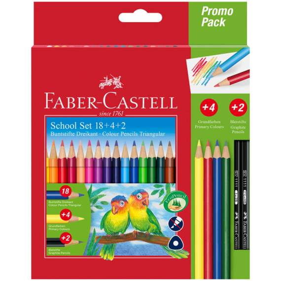 Карандаши цветные Faber-Castell 18цв.+ 4 цв. + 2ч/г, заточен., картон, европодвес,201597