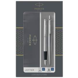 Набор подарочный Parker ручка шариков,1,0мм и ручка перьев,1,0мм,"Jotter Stainless Steel СT",2093258