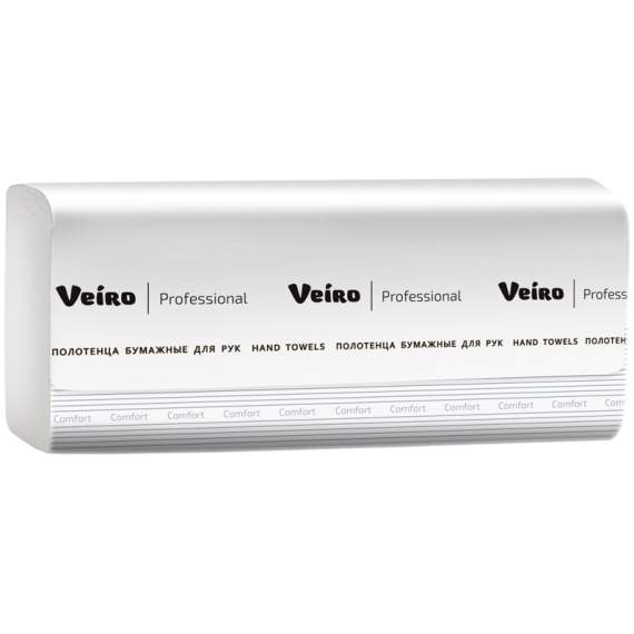 Полотенца бумажные 2-слойные, V-сложения, Veiro comfort белый (200шт) KV205