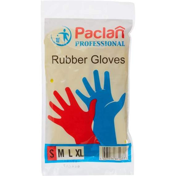 Перчатки резиновые хозяйственные Paclan, р.S, желтые,4607036871633