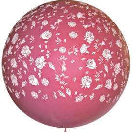 Воздушные шары М36/91см, пастель,"Розы",с 5-ти ст.рис., фуксия,469029616487