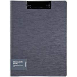 Папка-планшет с зажимом Berlingo "Steel&Style" A4, пластик (полифом), серебр металлик,PPf_93102