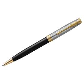 Ручка подарочная шариковая Parker "Sonnet Metal&Black GT", черная, 1,0мм, поворот.,2119787