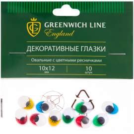 Материал декоративный Greenwich Line "Глазки", с цветными ресничками, овальные,10*12мм,10шт,WE_20445