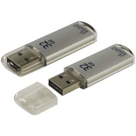 Память (флешка) Smart Buy "V-Cut"  32GB, USB 2.0 Flash Drive, серебристый (металл.корпус),SB32GBVC-S