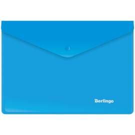 Папка-конверт на кнопке, A5+ Berlingo, 180мкм, синяя,OBk_05002