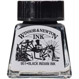 Тушь для рисования, черный, 14мл, Winsor&Newton, стекл. флакон, 1005030