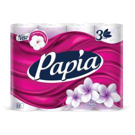 Бумага туалетная Papia "Балийский Цветок",3-слойн,12шт,ароматиз, фиолет.тиснен,белая,5058576/5064990