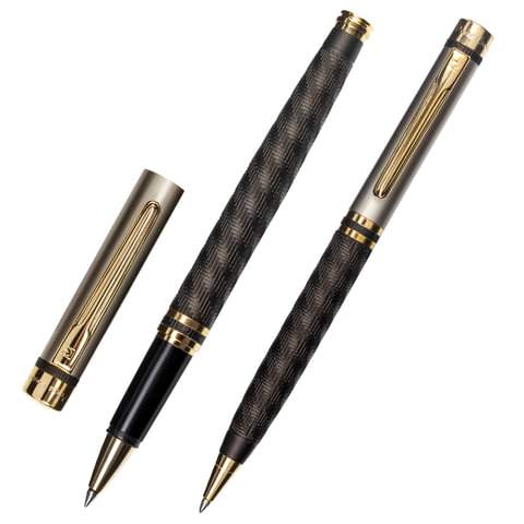 Набор подарочный PIERRE CARDIN шариковая ручка и ручка-роллер,син,корп черн/сереб,латунь,PC0860BP/RP