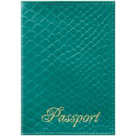Обложка для паспорта OfficeSpace "Питон" кожа, бирюза,254227