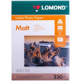 Фотобумага А3 для стр. принтеров Lomond, 230г/м2 (50л) мат.одн.,0102156