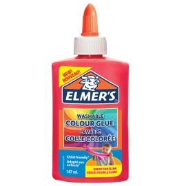 Клей канцелярский Elmers "Colour Glue", 147мл, для слаймов, розовый, непрозр,2109491