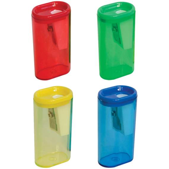 Точилка пластиковая, 1 отверстие, контейнер, ассорти,SH2115_1873, SH0506