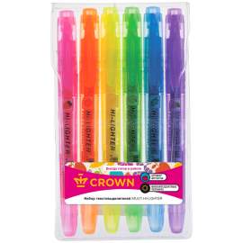 Набор маркеров текстовыделителей Crown"Multi Hi-Lighter Aroma"6цв.,1-4мм, аром,чехол,F-500-6