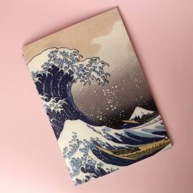 Записная книжка А5 24л., сшивка "Hokusai", 90г/м2, золотое тиснен, тонир. блок в клетку,1100088