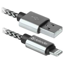 Кабель Defender ACH01-03T PRO USB(AM) - Lightning(M),для Apple,2.1A output,оплетка,1м,белый,87809
