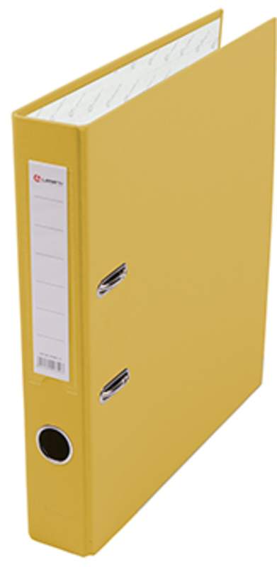 Папка-регистратор PP 50мм желтый, металл.окантовка, карман, разобранная,Lamark AF0601-YL