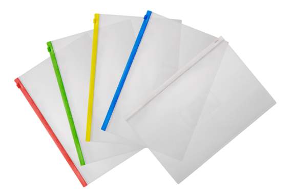 Папка-конверт на молнии А5, 0,15мм, карман для визитки,  ассорти, Lamark,PE0418