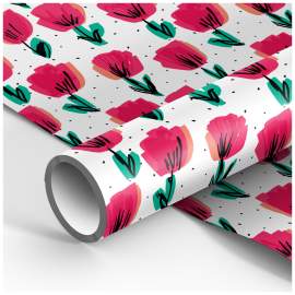 Упаковочная бумага глянц. 70*100см, MESHU "Red tulips", 90г/м2,М100_41074