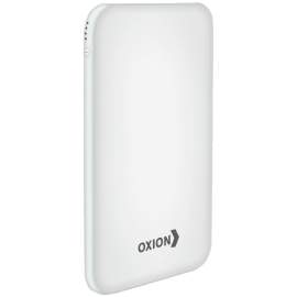 Внешний аккум. Oxion PowerBank UltraThin 10000mAh,Li-pol,soft-touch,инд-тор,фонарь,белый,OPB-1011WH