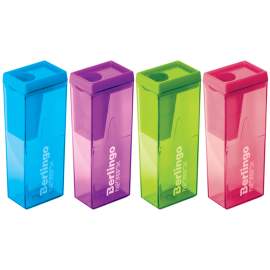 Точилка пластиковая Berlingo "NeonBox", 1 отверстие, контейнер, ассорти,BBp_15008