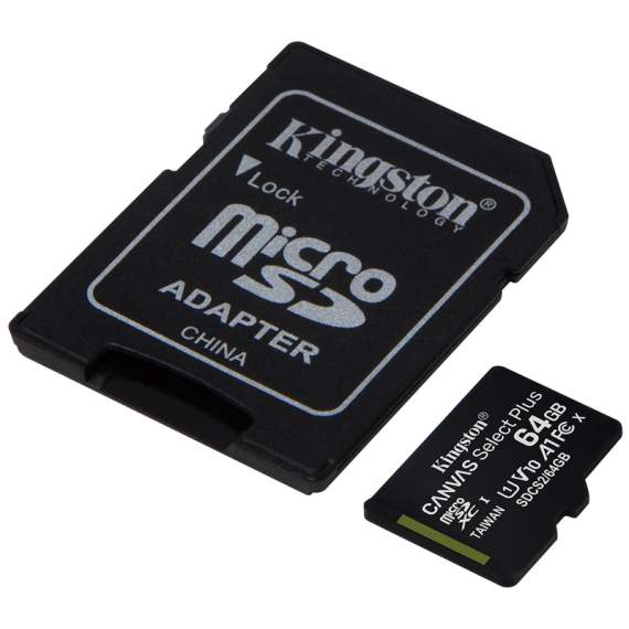 Карта памяти Kingston MicroSDHC 64GB UHS-I U1 CanvasSelectPlus,Class 10скор чтен 100Мб/сек,SDCS2/64G