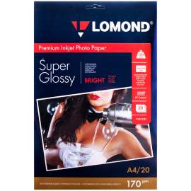 Фотобумага А4 для стр. принтеров Lomond, 170г/м2 (20л) супергл.,1101101