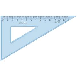 Треугольник 30°, 13см Стамм, прозрачный голубой,ТК400