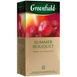 Чай Greenfield "Summer Bouquet", травяной аром. малина,шиповн., 25 фольг. пакетиков по 1,5г,0433-10
